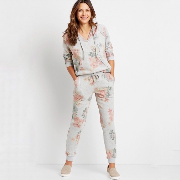 Sz Small Gray Floral Pullover Hoodie - Picture 4 of 5